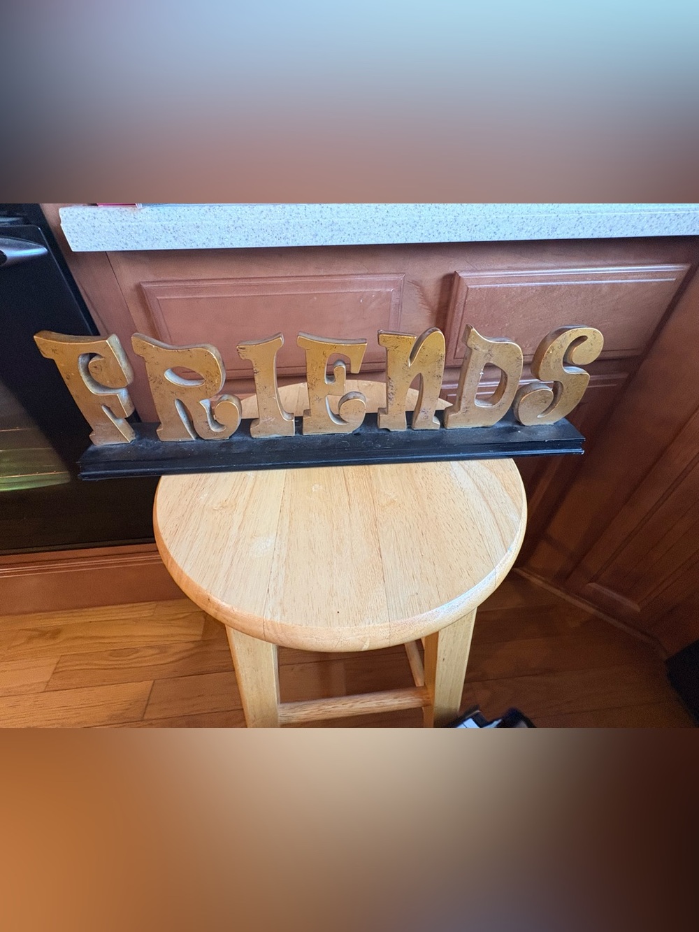 Source Unknown Gold and Black "FRIENDS" Decorative Sign